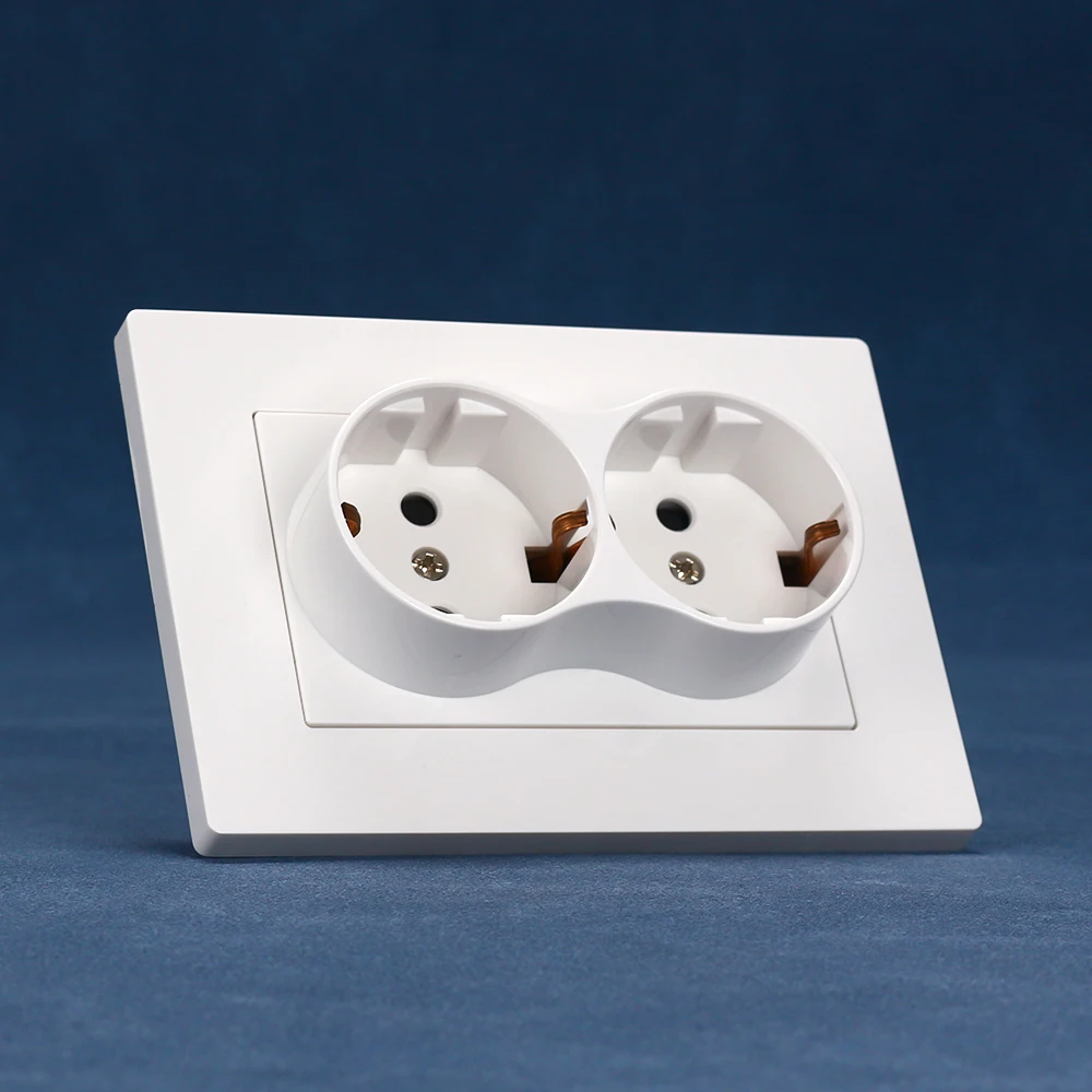 

European standard socket 86*86mm PC panel dual-German socket 16A wall socket 110-250V
