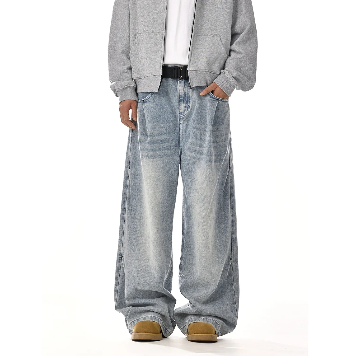 Vintage Washed Straight Leg Jeans Men Women Loose Fit Casual Denim Pants High Street Streetwear Wide Leg Trousers Unisex Jeans