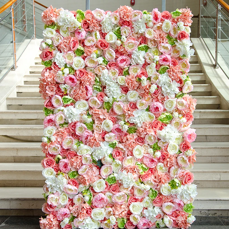 Christmas Party Flower Wall Wedding Flower Wall Artificial Fake Flowers Wall Floral Background Wall Decoration Stage Backdrop