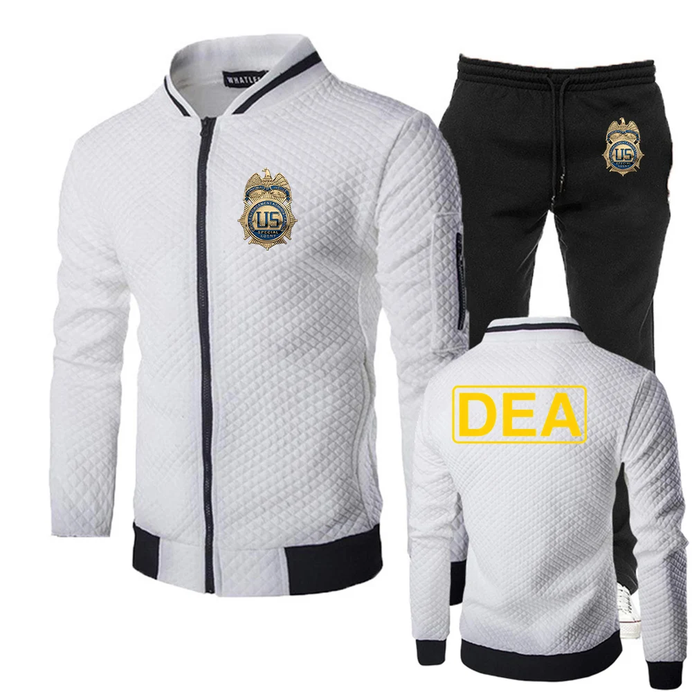 DEA Spring and Autumn Men's Fashion Street Stand up Collar Set Jacket Outdoor Casual Pocket Zipper Men Hoodies