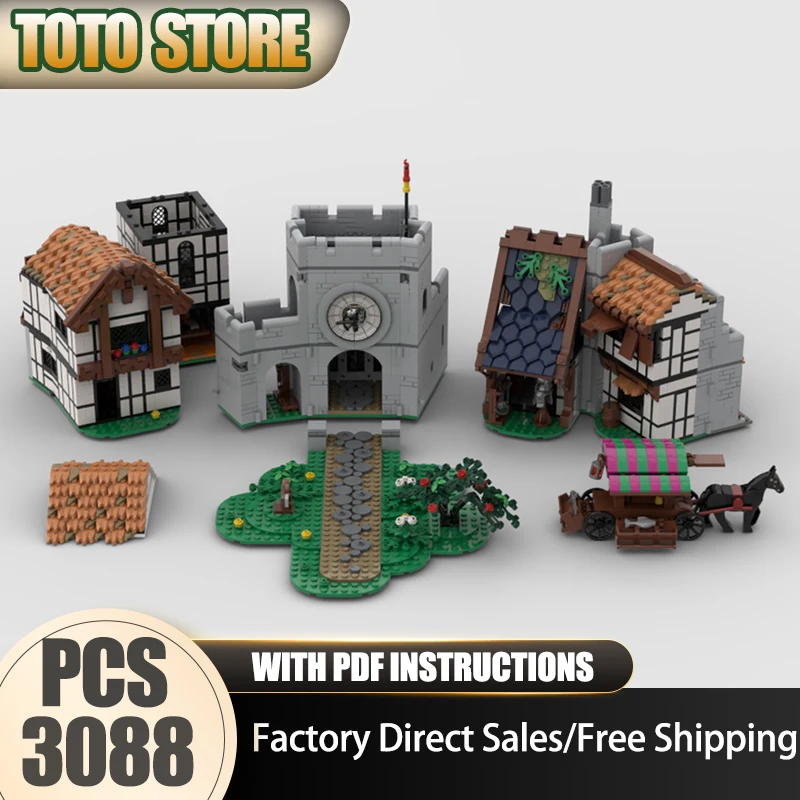 

Medieval Castle Model Moc Building Bricks Knight Village Gate Model Technology Modular Block Toys DIY Assembly Christmas Gifts