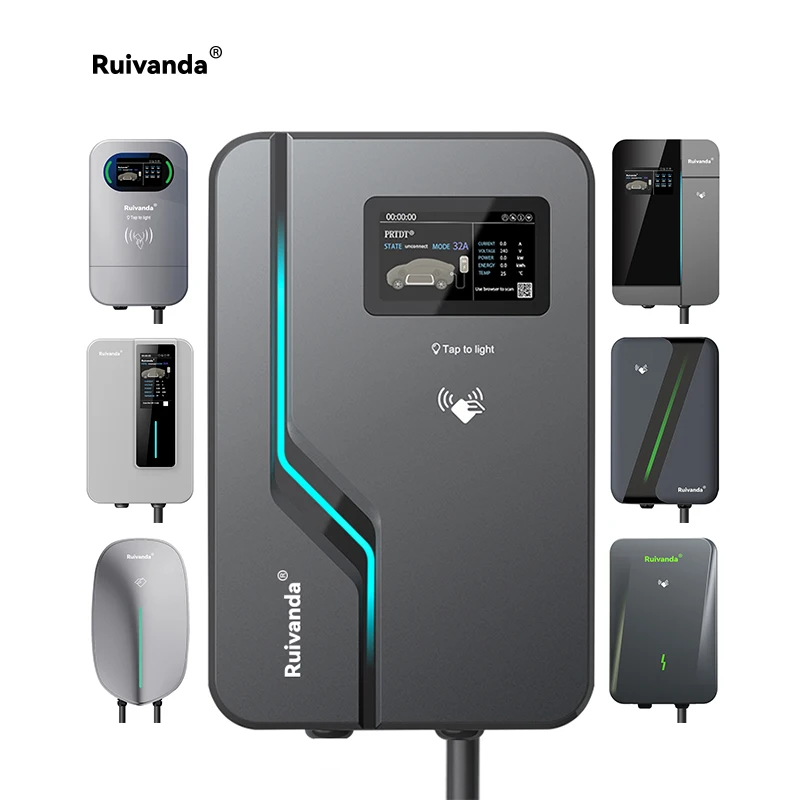 

RUIVANDA 7Kw 11Kw 22Kw Electric Car Wall-mounted Charging Station Type 2 AC Wall Box Home Charging Unit OEM/ODM AC EV New