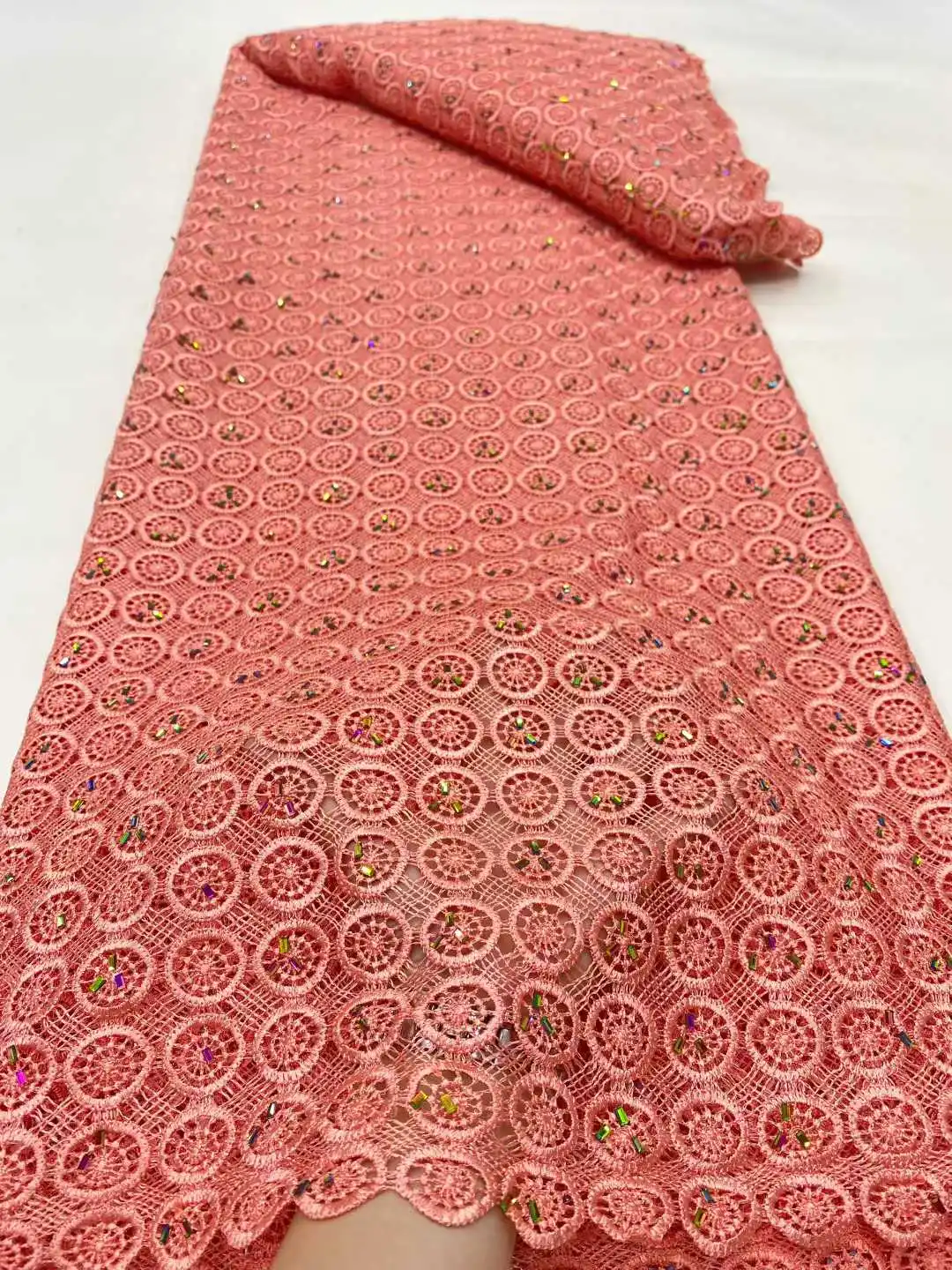 Kain Guipure Afrika 2025 Kain Jaring Prancis Bordir Jahit Dengan Batu Kain Tulle Jala Nigeria Gaun 5 Yard