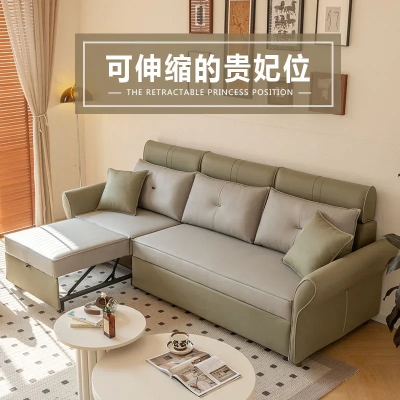 Sofa bed dual-purpose multi-function foldable living room small apartment retractable 2024 new double pull solid wood Internet