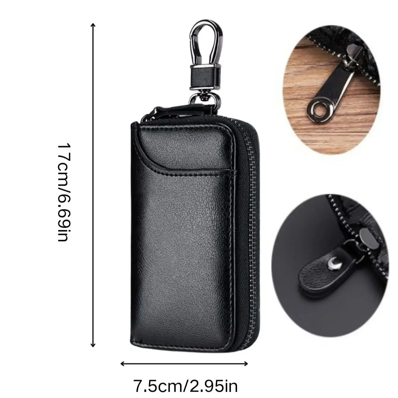 1PC Men Large Capacity Business Zipper Key Bag Waist Hanging Car (Two Zipper Heads Randomly Delivered)