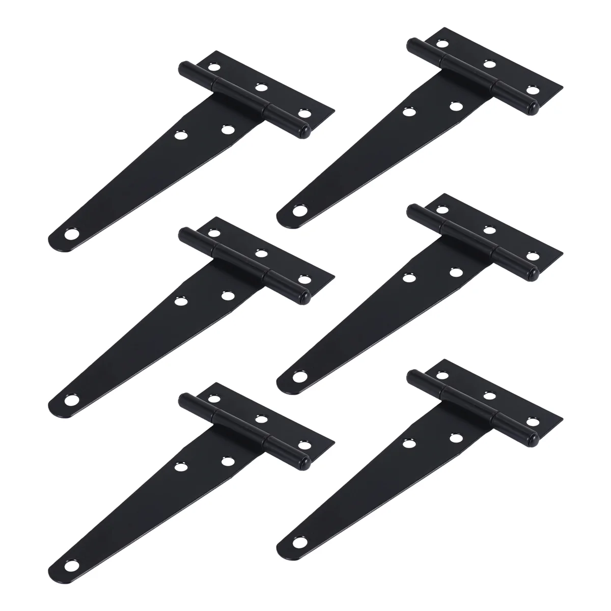 6 PCS 4 Inch T-Strap Hinges Rustic Gate Strap Hinge Rustproof Gate Door Black Hinges for Windows, Fence and Barn Gates A005