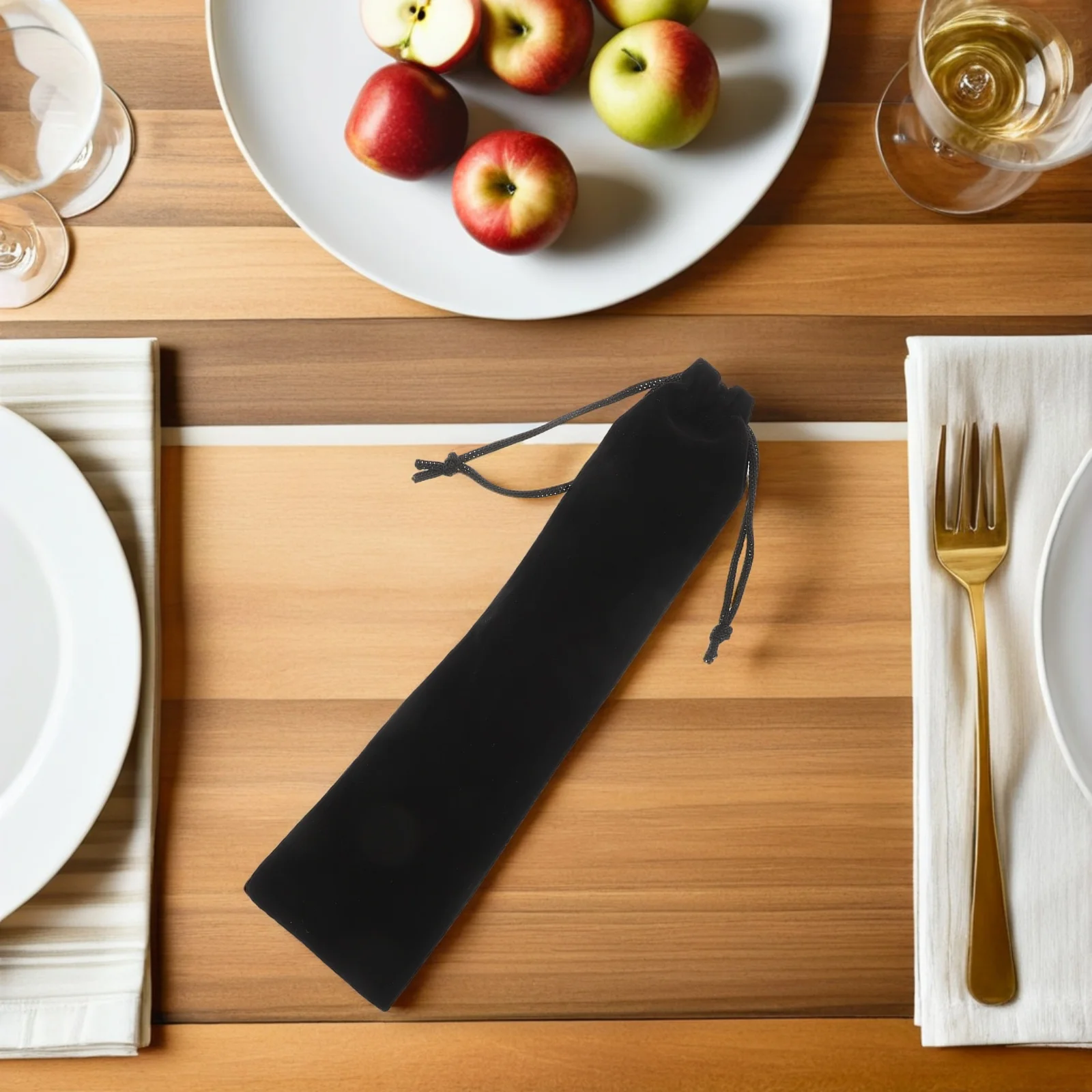 

20Pcs Travel Cutlery Storage Bags Reusable Drawstring Pouches Portable Camping Utensil Organizer Small Cotton Linen Straw Holder