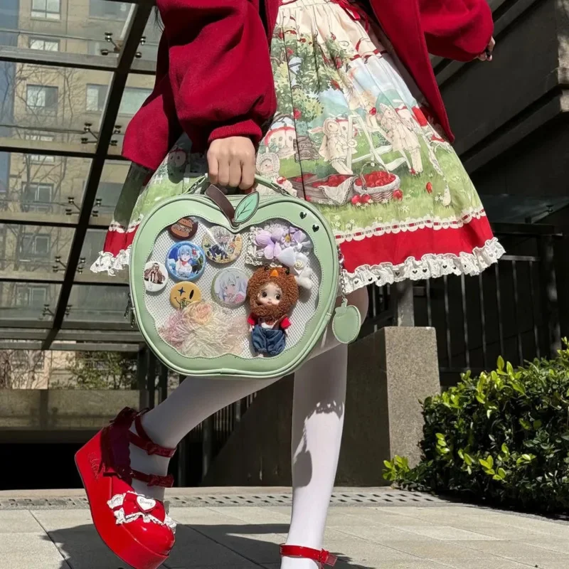 Apple Itabag Y2K Aesthetic Clear Backpack JK Hollow Strap Backpack Student Girl Personalized Commuter Large Capacity Itabag New