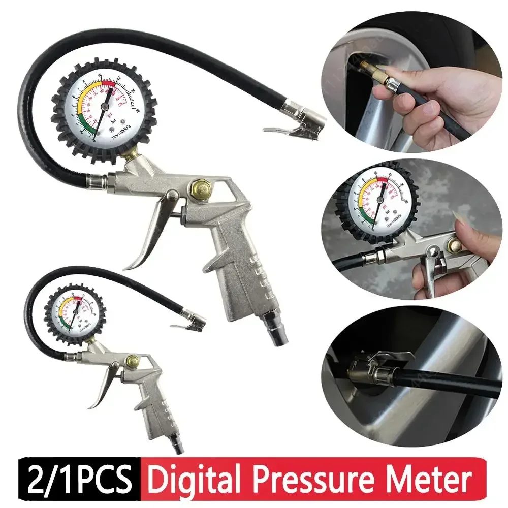 220 PSI Tire Pressure Meter Dual Head Air Chuck Digital Tire Pressure Gauge with Inflation Deflation Function for Car Auto Truck