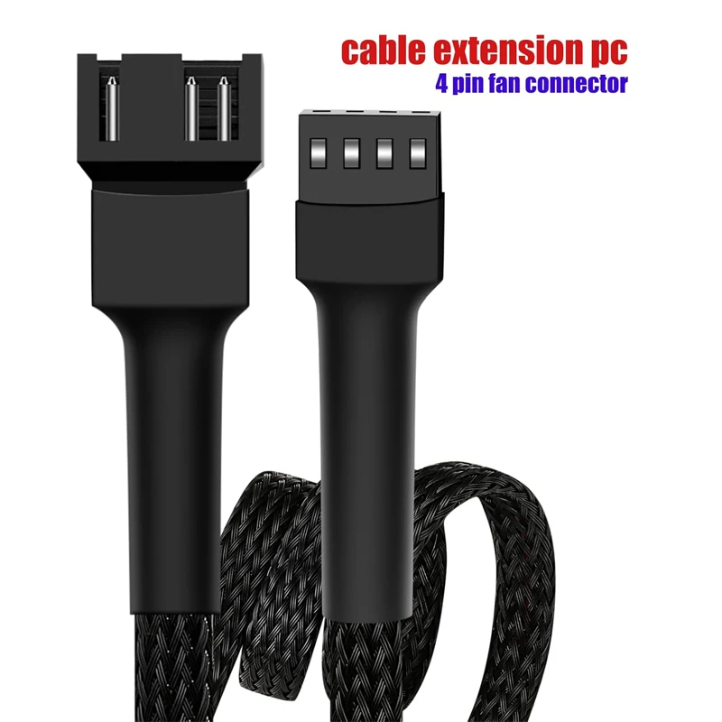 4 Pin PWM Fan Extension Power Cable Connector Case Male to Female for Computer Compatible with 4 Pin and 3 Pin PWM Fan