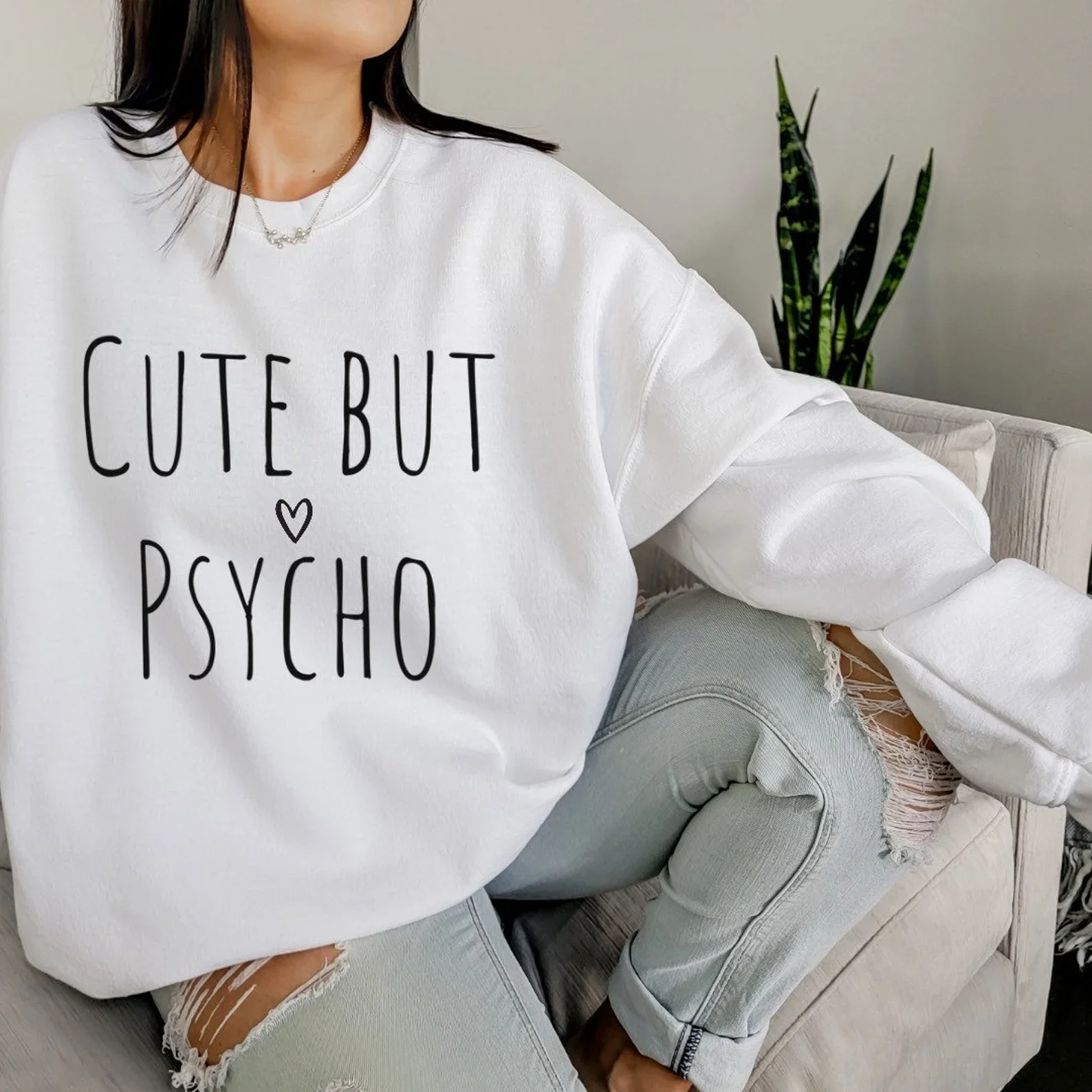 

Skuggnas милый, но психо толстовка, свитер на Хэллоуин, модный хлопковый джемпер с длинными рукавами, повседневные топы, наряд унисекс, Прямая поставка