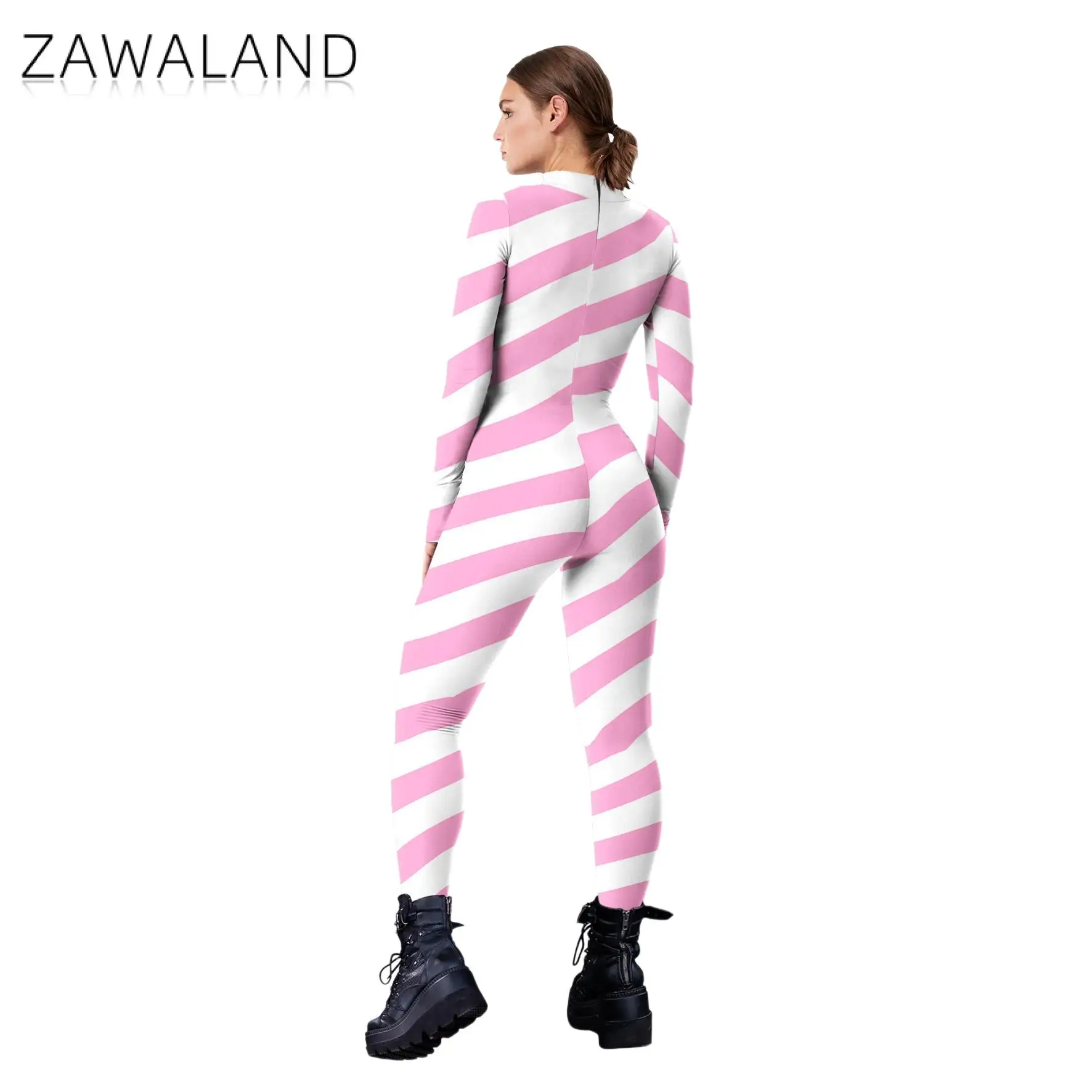 Mono de caramelo de Navidad Zentai, traje de fiesta de Navidad con estampado de rayas coloridas, sombrero de vestir, traje de Cosplay para vacaciones