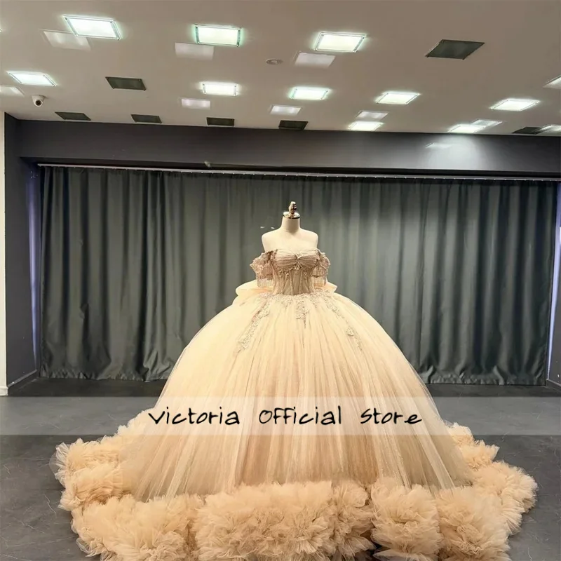 الأميرة القوس فستاين سهرة/فساتين الحفلات للفتيات شرابة المتدرج الدانتيل يزين مشد فساتين Quinceanera Vestidos De 15 مخصصة #2