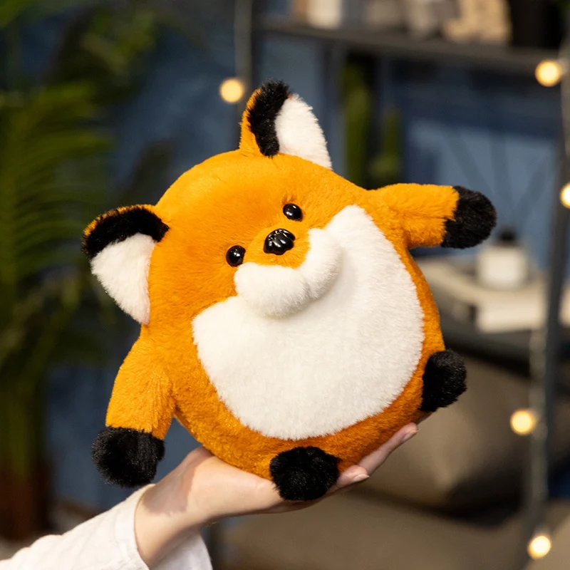

27/38cm Cute Round Fatty Fox Plush Toy Soft Cartoon Orange Foxes Stuffed Animal Doll Appease Birthday Gift