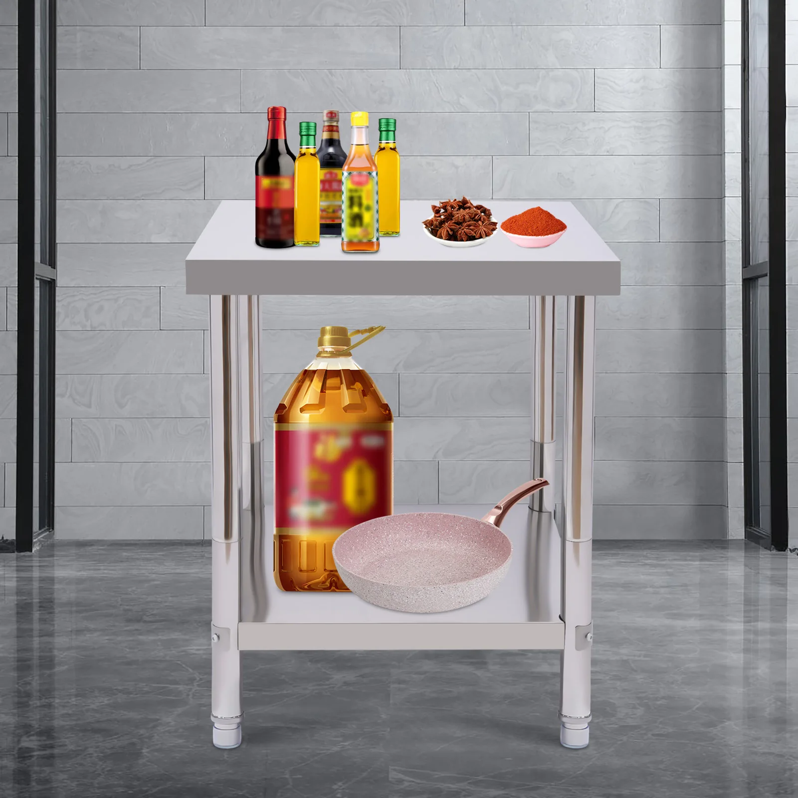 Stainless Steel Table for Prep & Work 24 x 18 Inches, Commercial Heavy Duty Food Prep Worktable with Undershelf for Restaurant, 