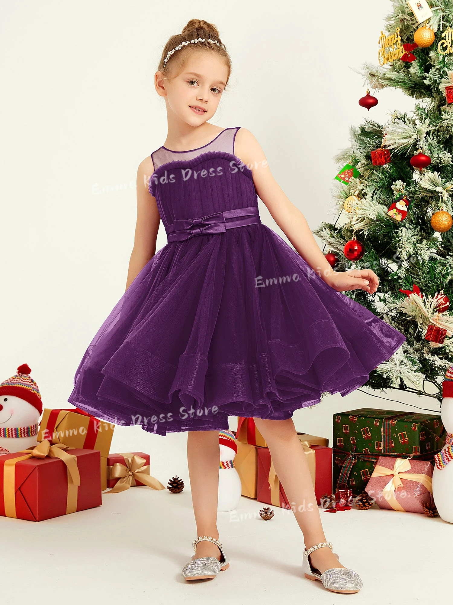 

DROIS Custom Flower Girl Dress Purple Lace Layered Wedding Children's First Communion Birthday Party Ball Gown