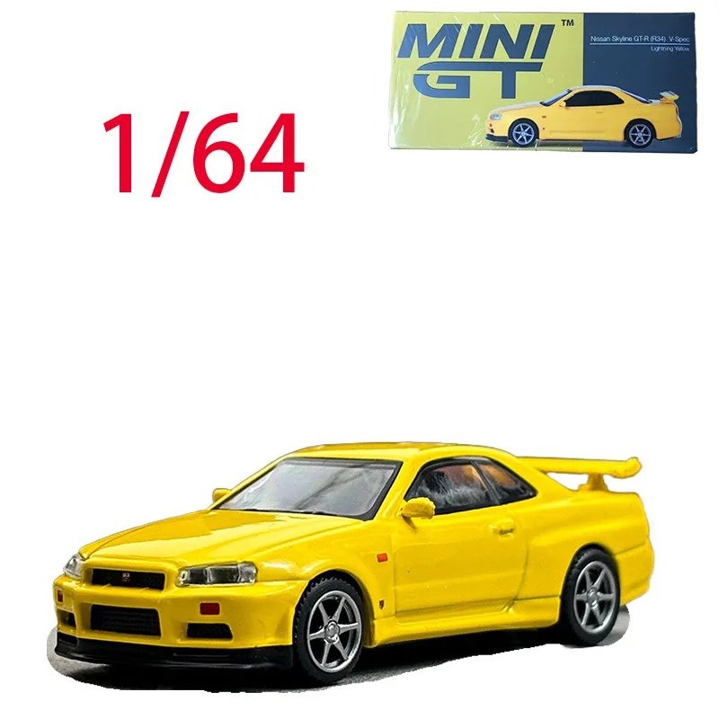 

MINIGT Diecast 1/64 Scale Nissan Alloy Car Model Nissan Skyline GT-R R34 #762 Play Vehicles Toys for Boys Original Box