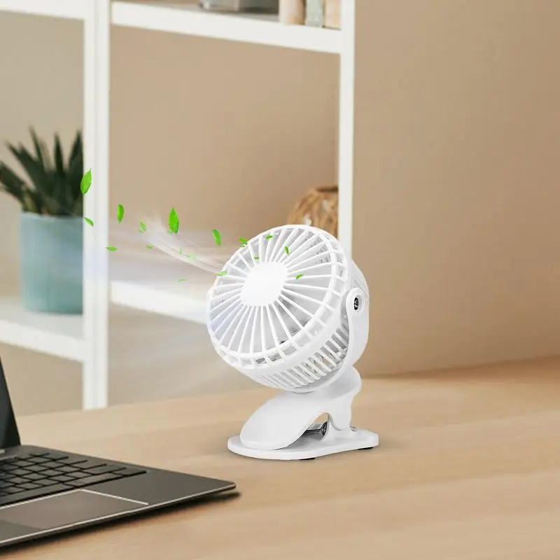 Small Clip On Fan Rechargeable Cooling Fan Personal Fans With Clamp 360-Degree Rotating Quiet Operation 3 Speeds Table Fan For