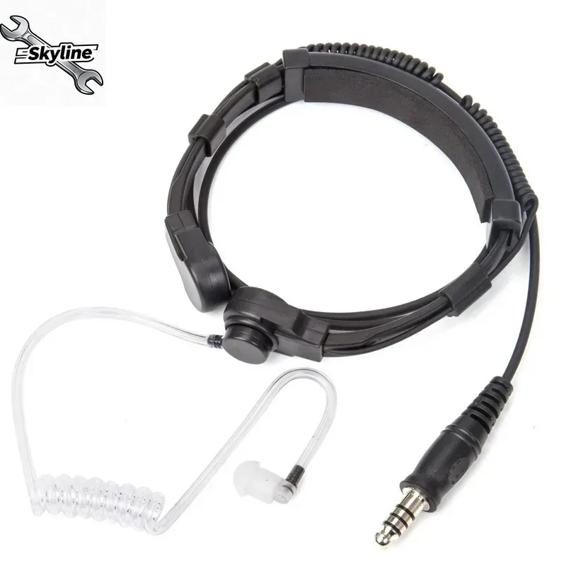 Walkie Talkie Telescopic Heavy Duty Tactical Throat Vibration Mic Headphone Headset Microphone NATO Plug for Walkie Talkie Radio