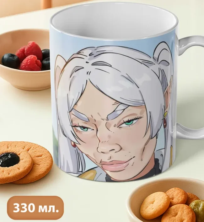 

330Ml Ceramic Mug for Frieren: Beyond Journey's End Himmel Office Household Milk Cartoon Cup Cute Milk Water Cup Birthday Gift
