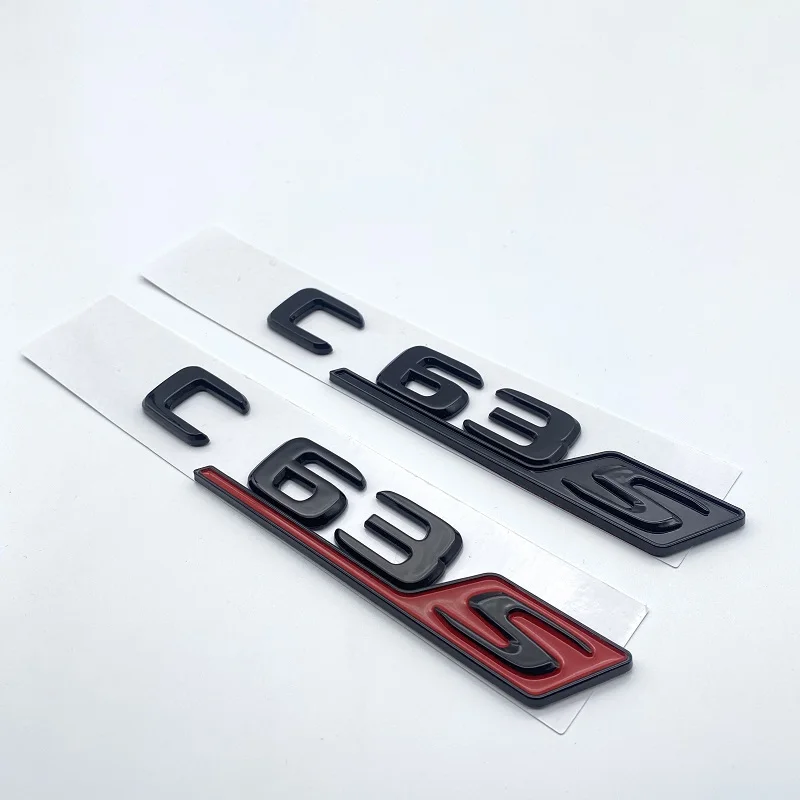 3D Chrome Black Letters C63s V8 Biturbo ABS Emblem for Mercedes Benz AMG C63s Coupe Car Side Fender Trunk Nameplate Logo Sticker