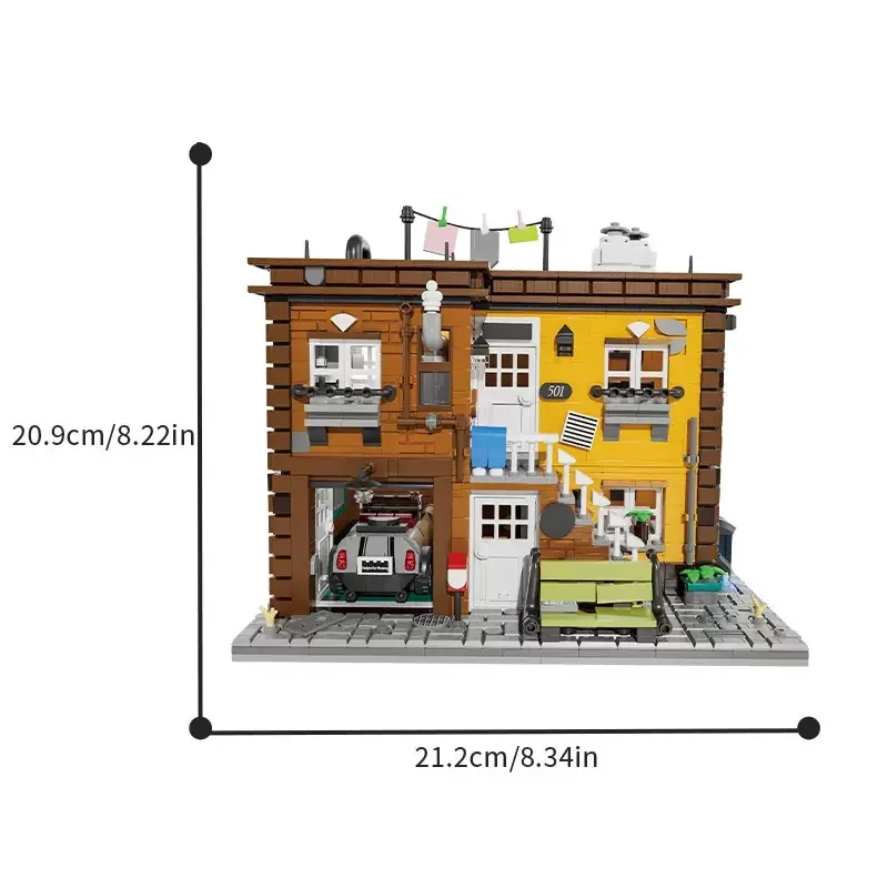 MOC exouisitestreetscapes brique Ashley's 2 étages maison modèle bloc de construction Miniature vie esthétique éducation bricolage jouet enfant cadeau