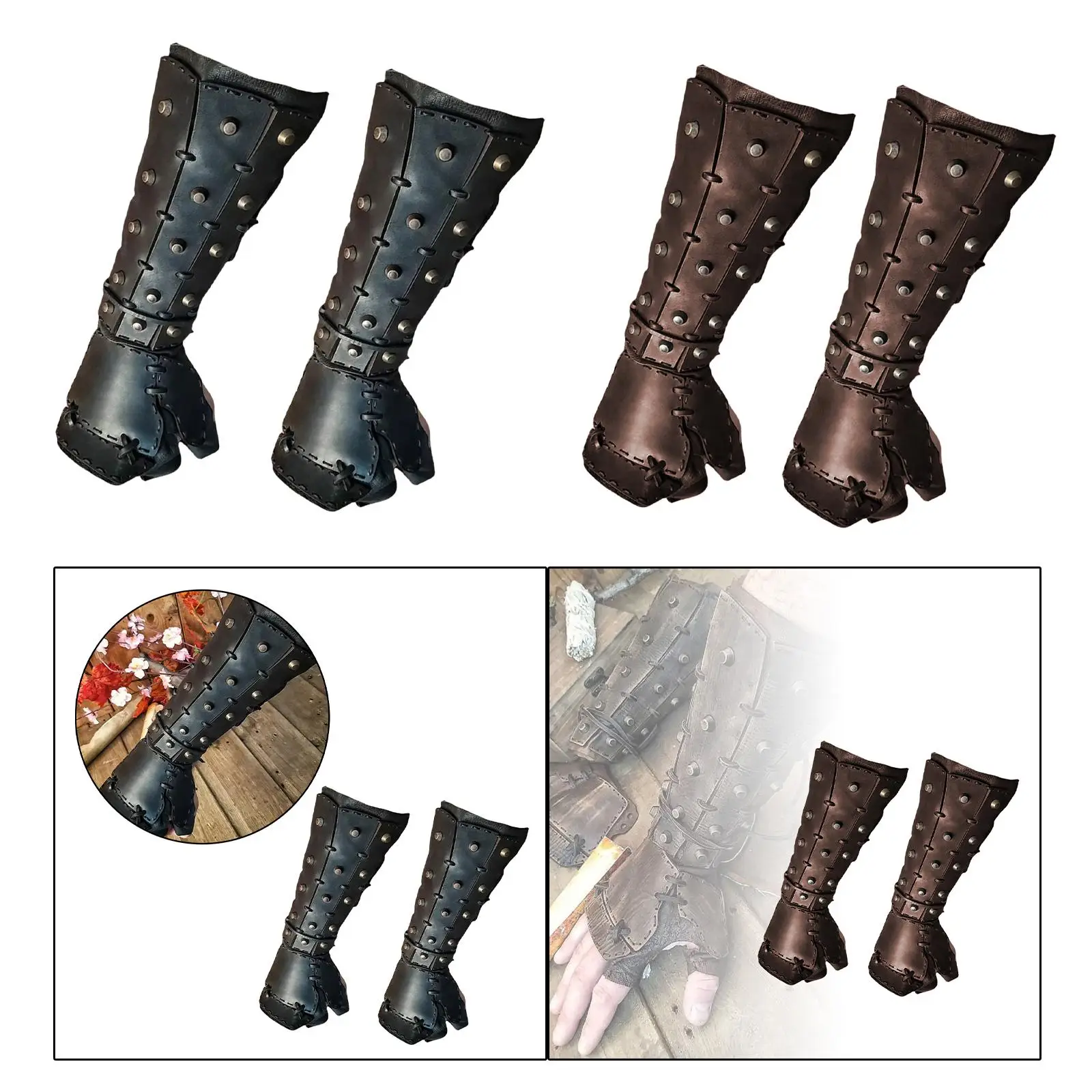 Medieval Arm Guards Retro Design Steampunk Cuff Gothic Men Bracers for Halloween
