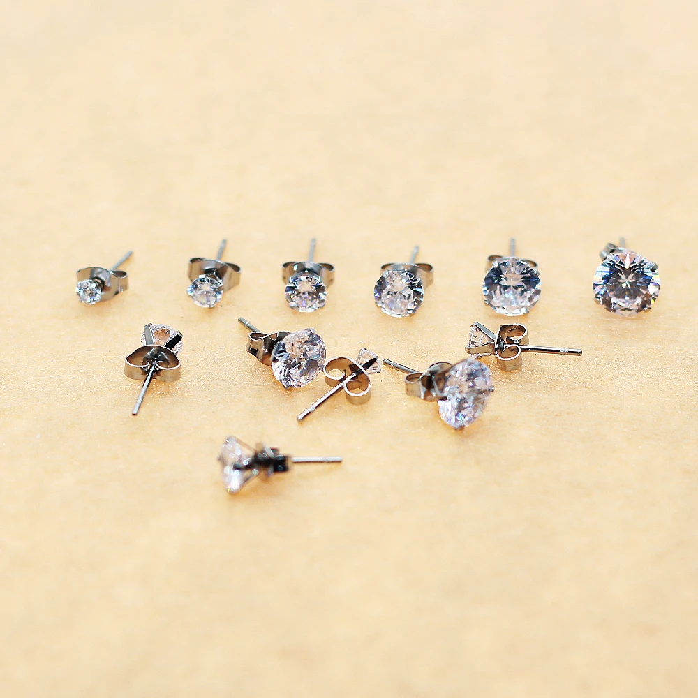 PE10 Earrings With AAA Round Clean Zircon Stainless Steel Earring IP Plating No Fade Allergy Free Quality Jewelry