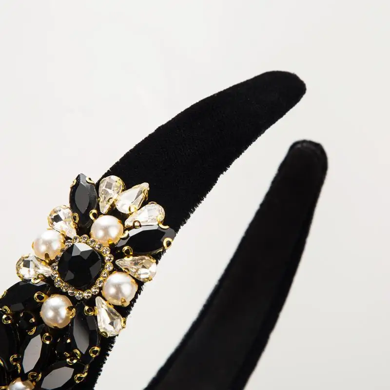 Barockes Strass-Haarband Haarspange Haaraccessoires Voll-Diamant-Haarband Glänzendes Farbiges Strass-Haarreif – Detail 4