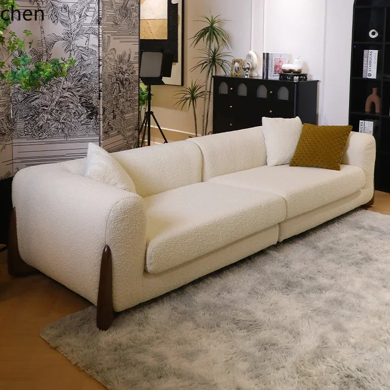 H1 Sofa Minimalist Modern Straight Row Lamb Wool Small Apartment Living Room Fabric Sofa