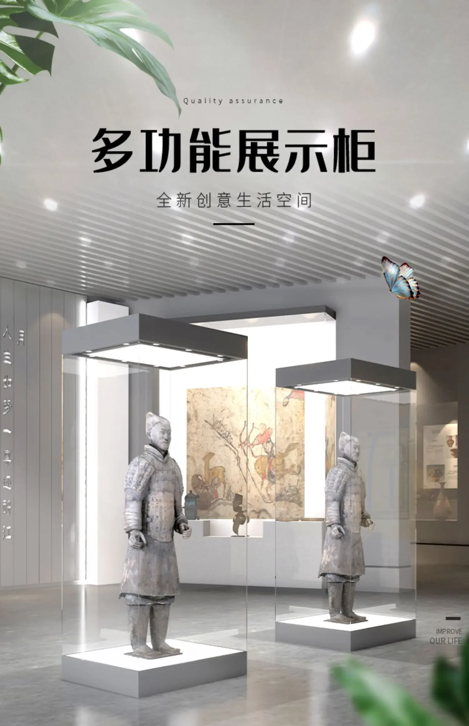 L6 Museum Glass Display Cabinet Paint Exhibition Cabinet Statue Cultural Relics Solid Wood Display Cabinet