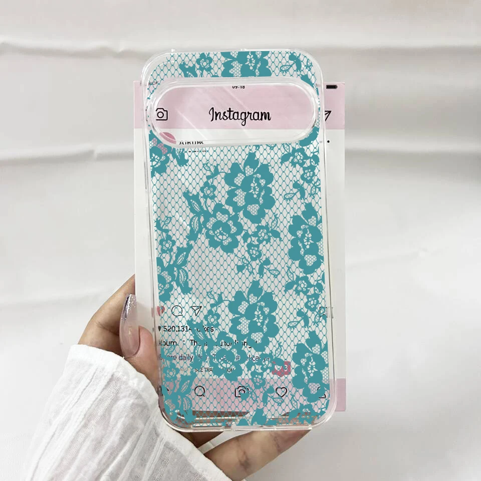 Fashion Black Lace Phone Case For Google Pixel 9 10 Pro XL 8 Pro 6 7 7A 8A 5G Floral Pattern Clear Soft TPU Protective Cover Bag - view 4