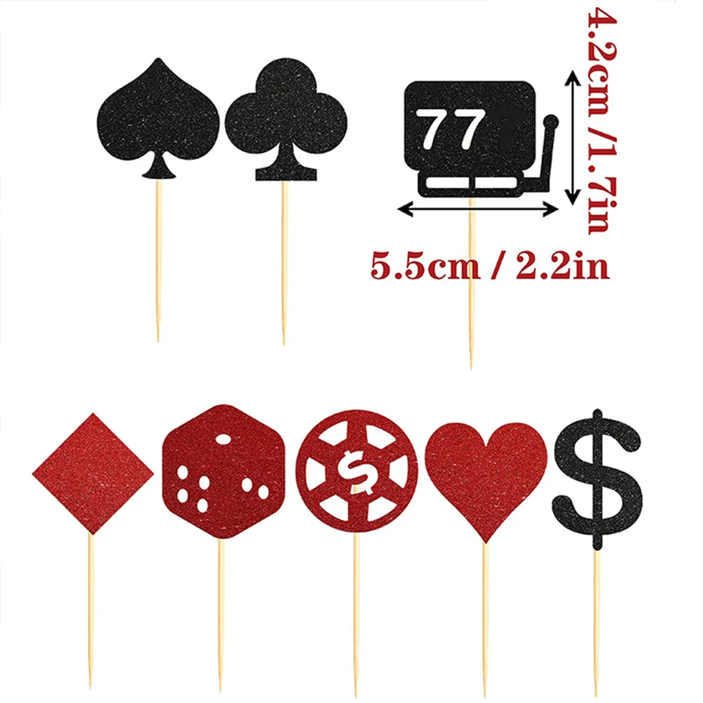 Casino Geburtstagstorte Topper Cupcake Dekorationen Poker Karte Thema Party Supplies Vegas Nacht Dekor – Detail 2