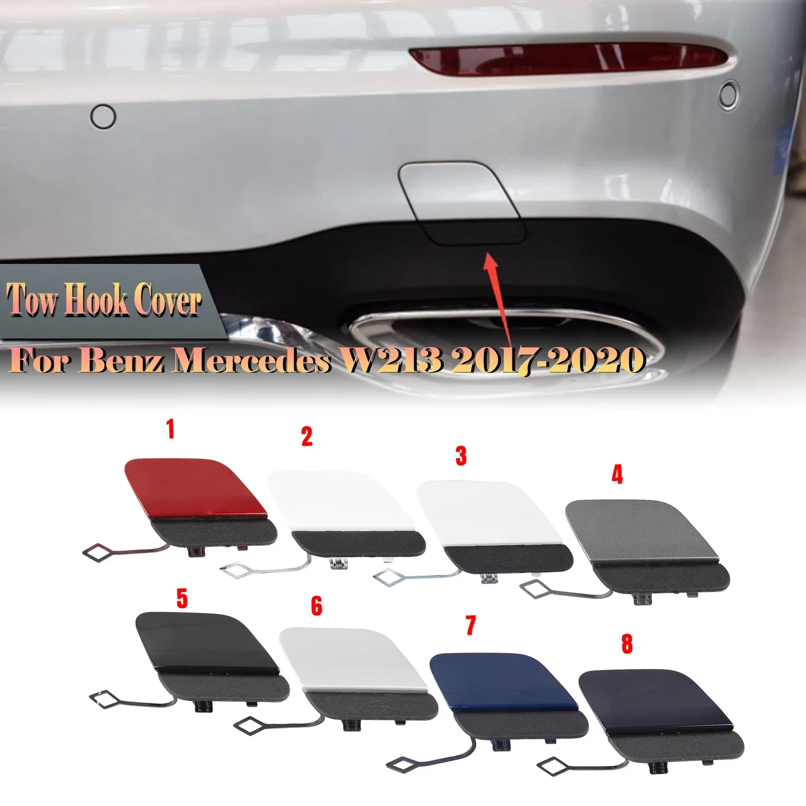 New! Rear Bumper Tow Hook Eye Cover For Mercedes-Benz W213 E-Class E350 E400 E450 2017-2020 Sedan/Wagon Sport Trailer Access Hol