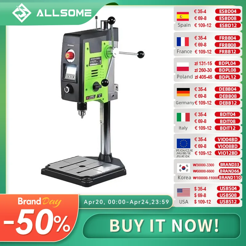 ALLSOME 6-Speed Benchtop Drill Press Drilling Machine
