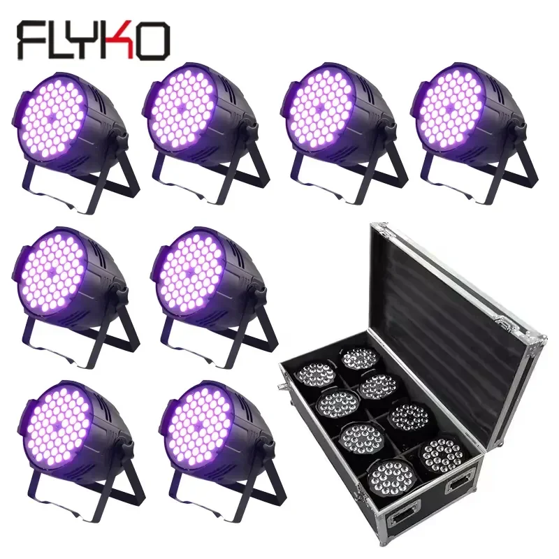 Hot sale Mini  Rgbw 54pcs*3w 8PCS par light with Flightcase RGBW Led Wash Light stage light Lights Sound Activated with Remote