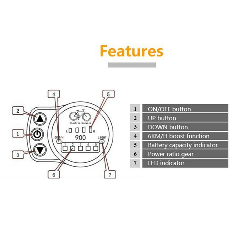 36V/48V Mountain Bike Modified Lithium Battery Power With Quantum KT-LED900 Meter 3 Pin SM Connector Easy To Use