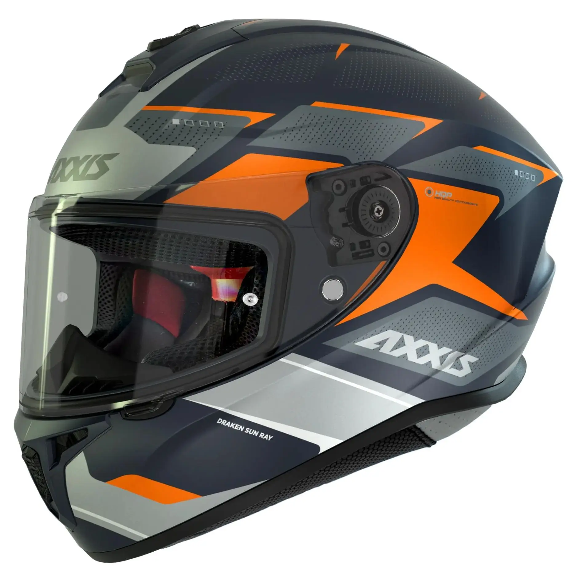 Full-face helmet for motorcycle AXXIS FF112D DRAKEN S SUNRAY adult black/Orange matte