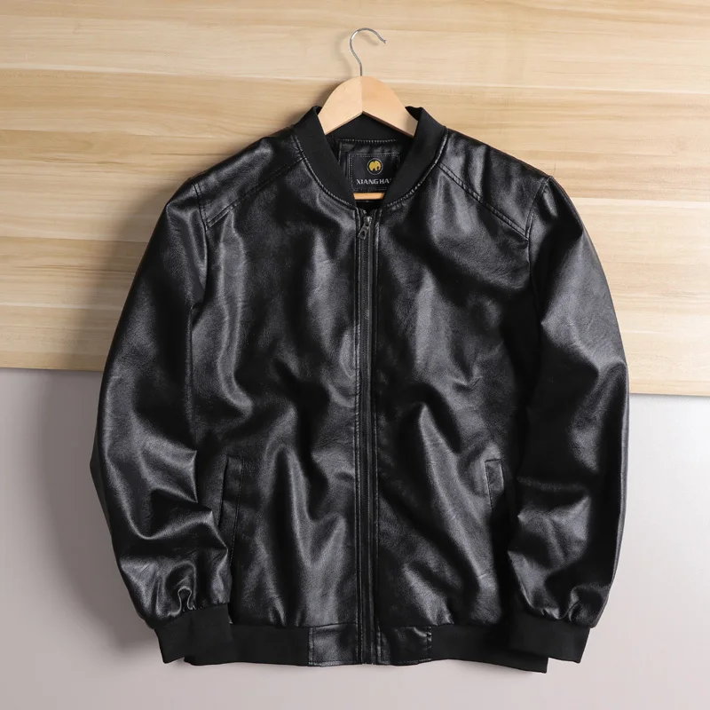 

Теплая мужская кожаная куртка на подкладке Fce Pure Color из водяной кожи, модное городское пальто с бейсбольным воротником на осень-зиму