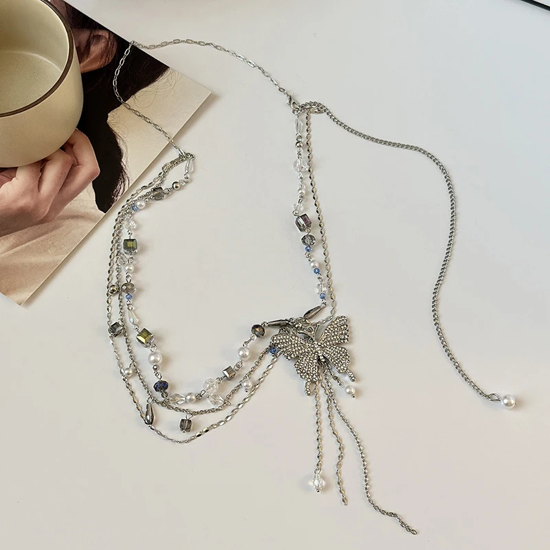 Simple Shiny Butterfly Decoration Waistband Thin Belt For Women Girls Fashion Adjustable Metal Waist Strap Punk Slim Body Chain