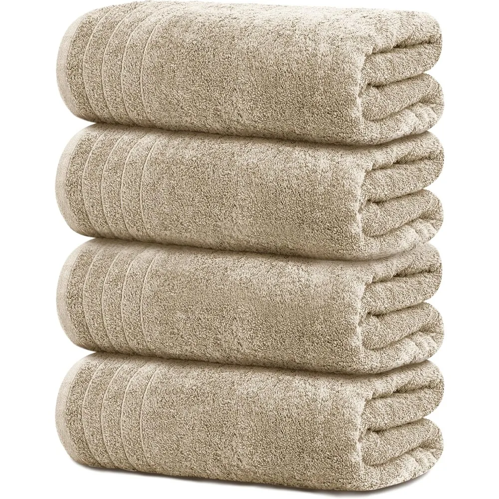 

Large Bath Towels, 100% Cotton,30 x 60 Inches Extra Large Bath, Lighter Weight,Perfect Bathroom Towels Pack of 4, Beige