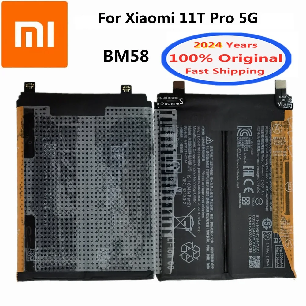 

2024 Years Xiao mi BM58 Original Battery For Xiaomi 11T Pro 5G 11TPro 5000mAh Phone Battery Batteria In Stock Fast Shipping