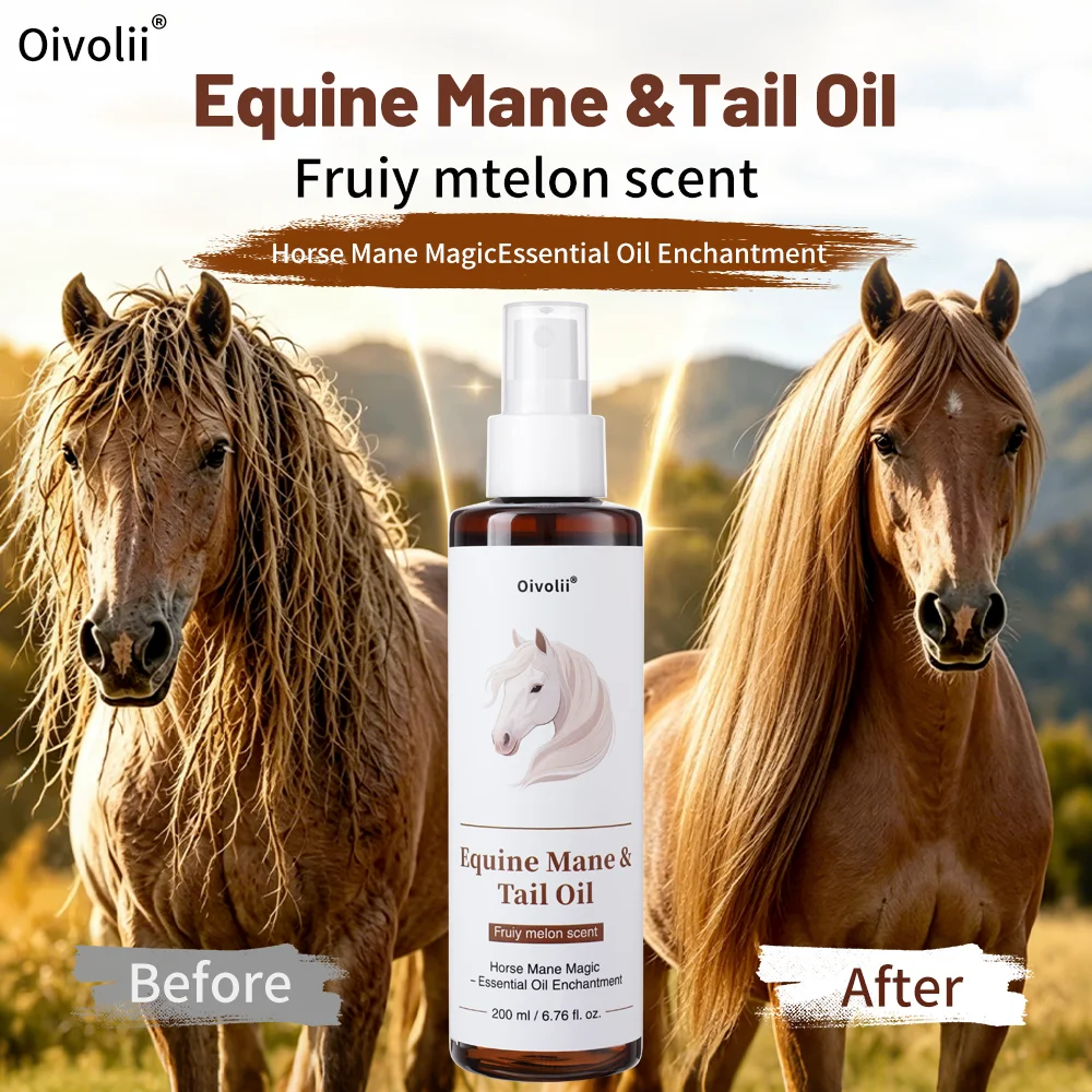 Horse Hair Care Oil Shiny Coat Mane Tail Growth Natural Plant Ingredients Detangler Conditioner Treatment Grooming All Breeds