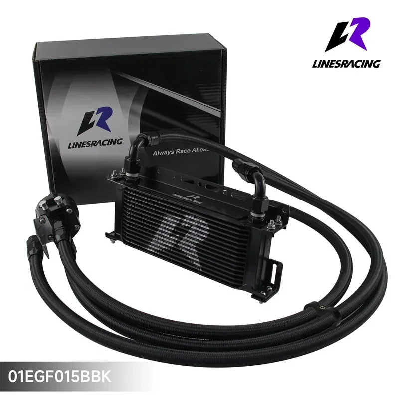 15 Row AN10 Oil cooler LR w/Bracket+Filter Relocation Adapter Hose Kit Universal 3/4