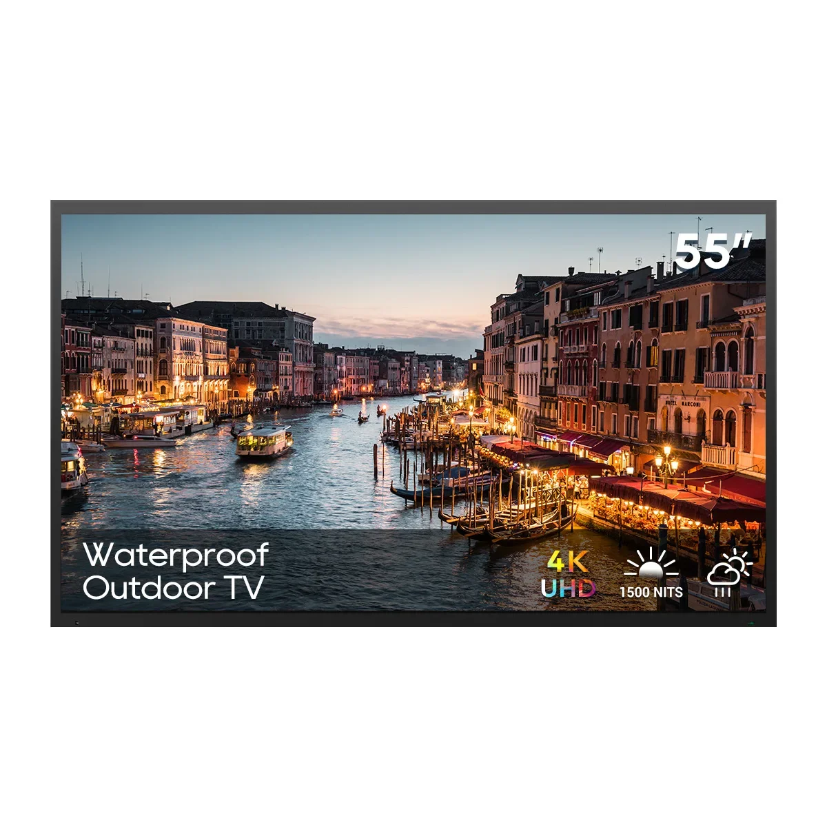 Televisión LED para exteriores con pantalla grande de 55 pulgadas, pantalla publicitaria impermeable 4K UHD, televisores inteligentes de 1500nit con sintonizador