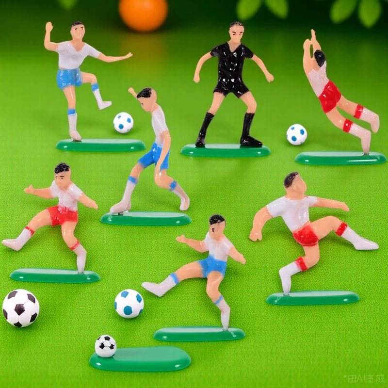 

1Set Football Team Cake Decorations Bright Color Football Player Ornaments Multi-Function Cake Decorative Props