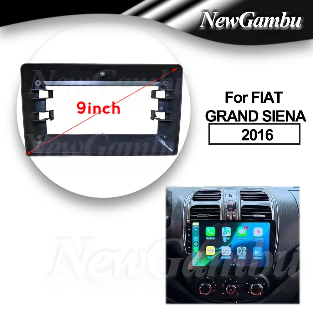 Radio para Auto de 9 Pulgadas Compatible con FIAT GRAND SIENA 2016, Marco de Fascia sin Kit de Cables, Panel de Consola, Fascia de Plástico para el Tablero
