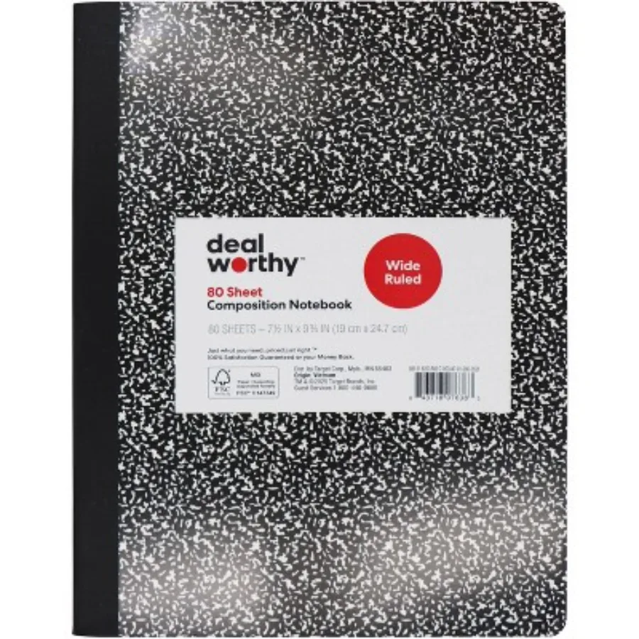 Composition Book Wide Ruled Black
