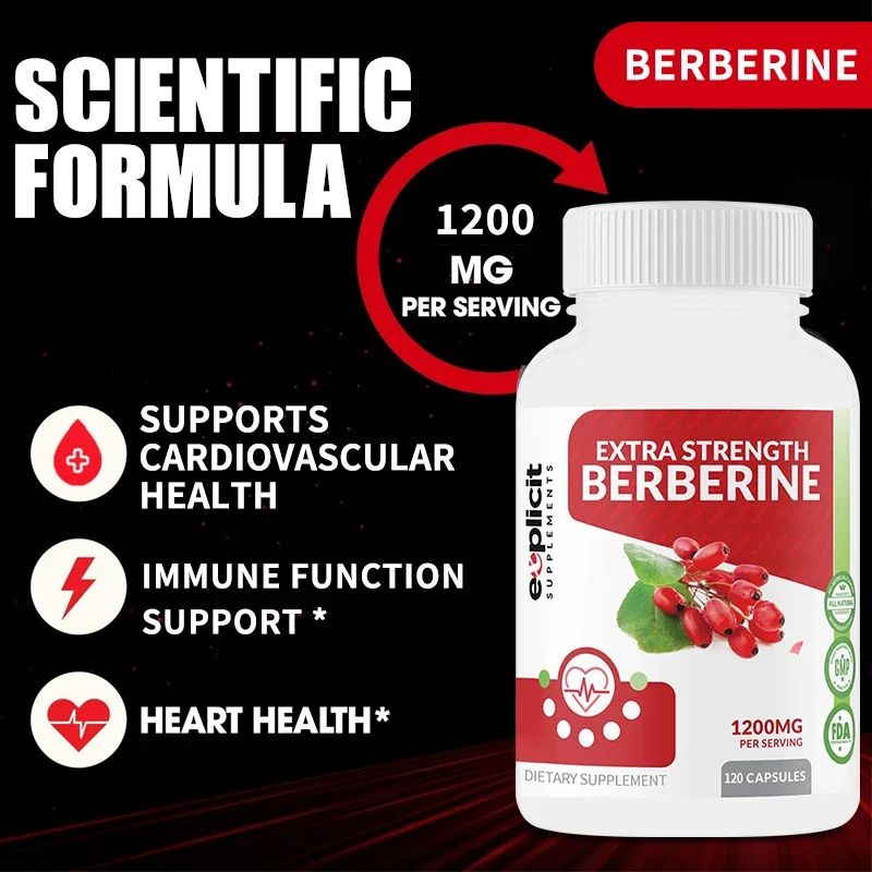 Berberine Supplement - 1200 Mg Maximum Strength Berberine HCl Per Serving - Pure Berberine - 120 Capsules