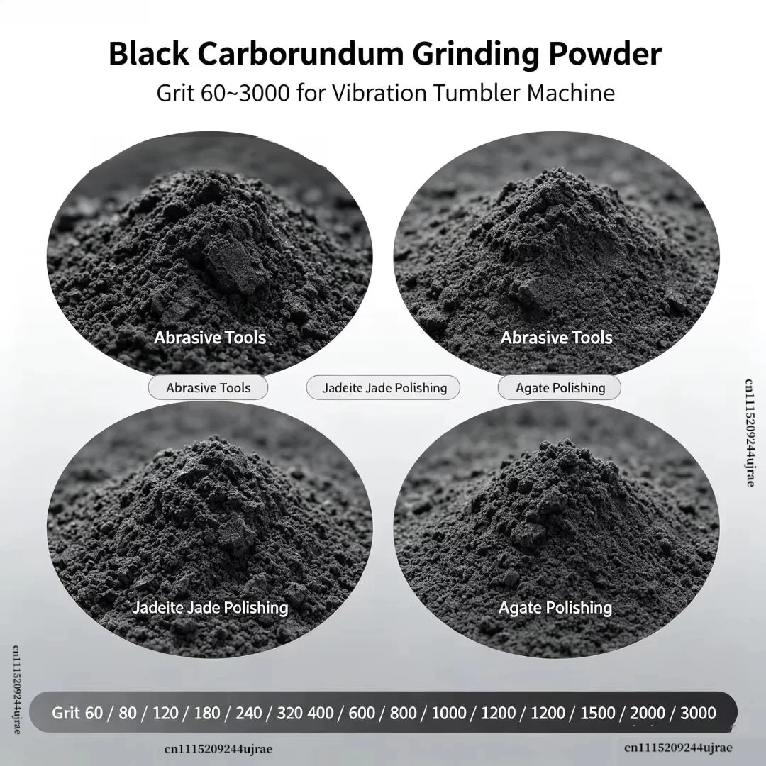 Black Carborundum Grinding Grit60~3000 Black Silicon Carbide Abrasive For Vibration Tumbler Machine Jadeite Jade Agate Gemstone